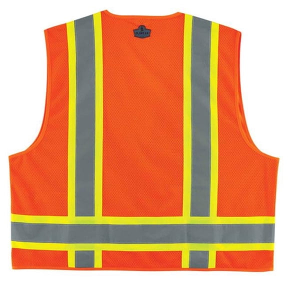 Two-Tone Mesh & Solid Vest, Orange - 4XL & 5XL