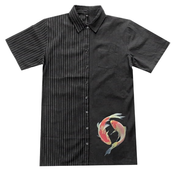 Two Tone Mini Shirt Dress / Koi Fish