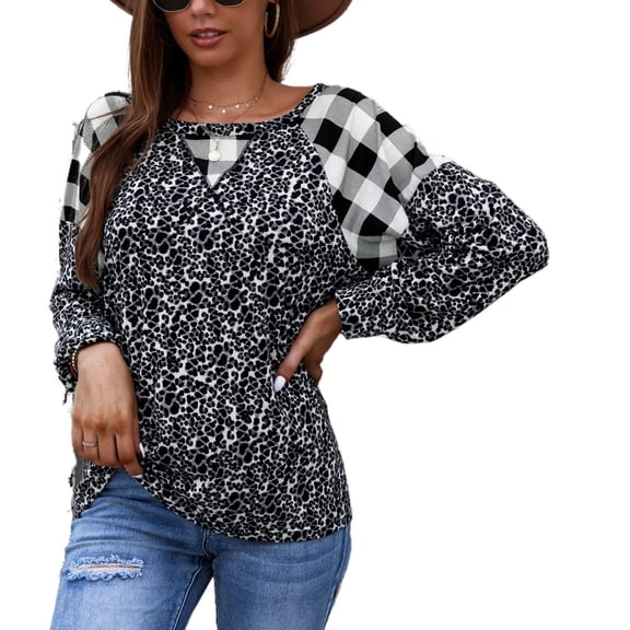 Two Tone Mixed Print Sweater Gray Medium