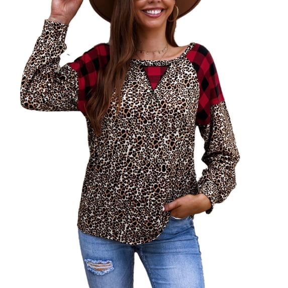 Two Tone Mixed Print Sweater Red Large