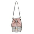 thumbnail image 1 of Two Tone Modern Ball Studded Bucket Shoulder Bag, Pink, 1 of 2