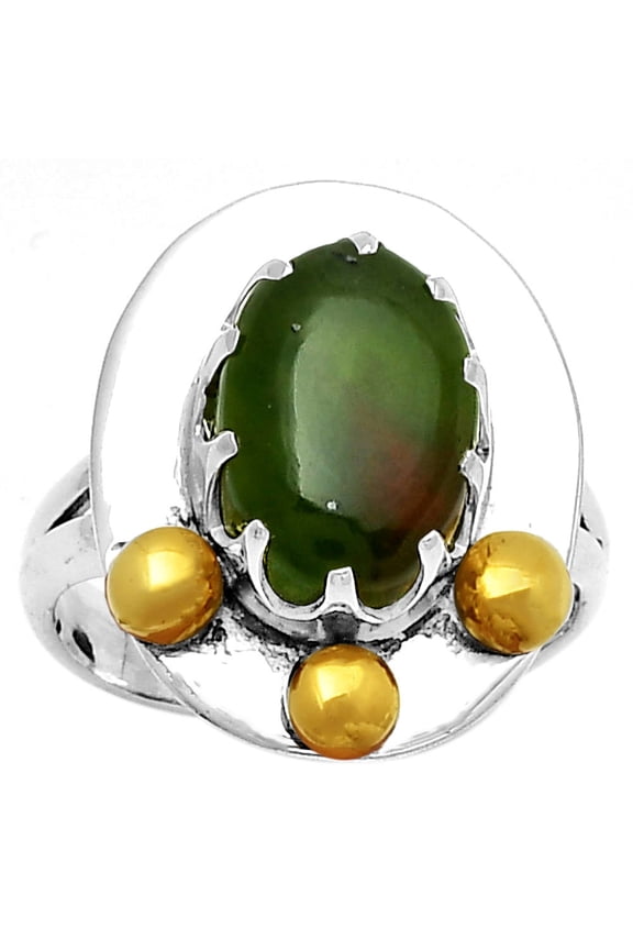 Two Tone - Natural Chrome Chalcedony 925 Sterling Silver Ring s.6 Jewelry R-1503 SDR189995