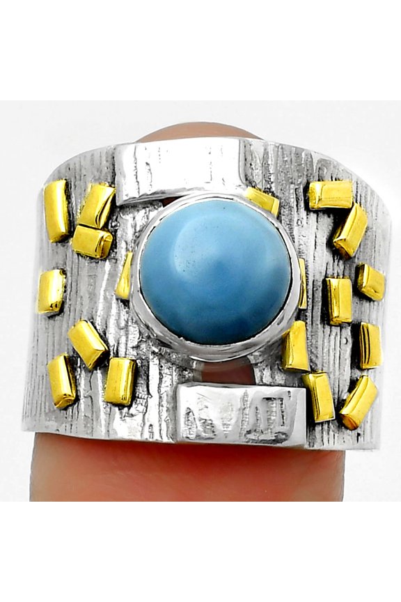 Two Tone - Natural Owyhee Opal 925 Sterling Silver Ring s.8.5 Jewelry R-1543 SDR168430