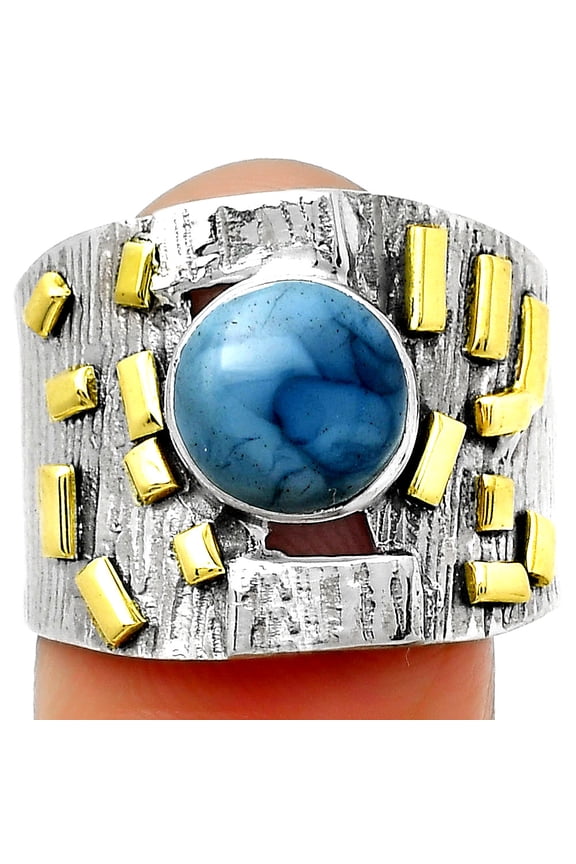 Two Tone - Natural Owyhee Opal 925 Sterling Silver Ring s.8.5 Jewelry R-1543 SDR168446