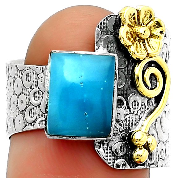 Two Tone - Natural Smithsonite 925 Sterling Silver Ring s.8 Jewelry R-1681 SDR161327