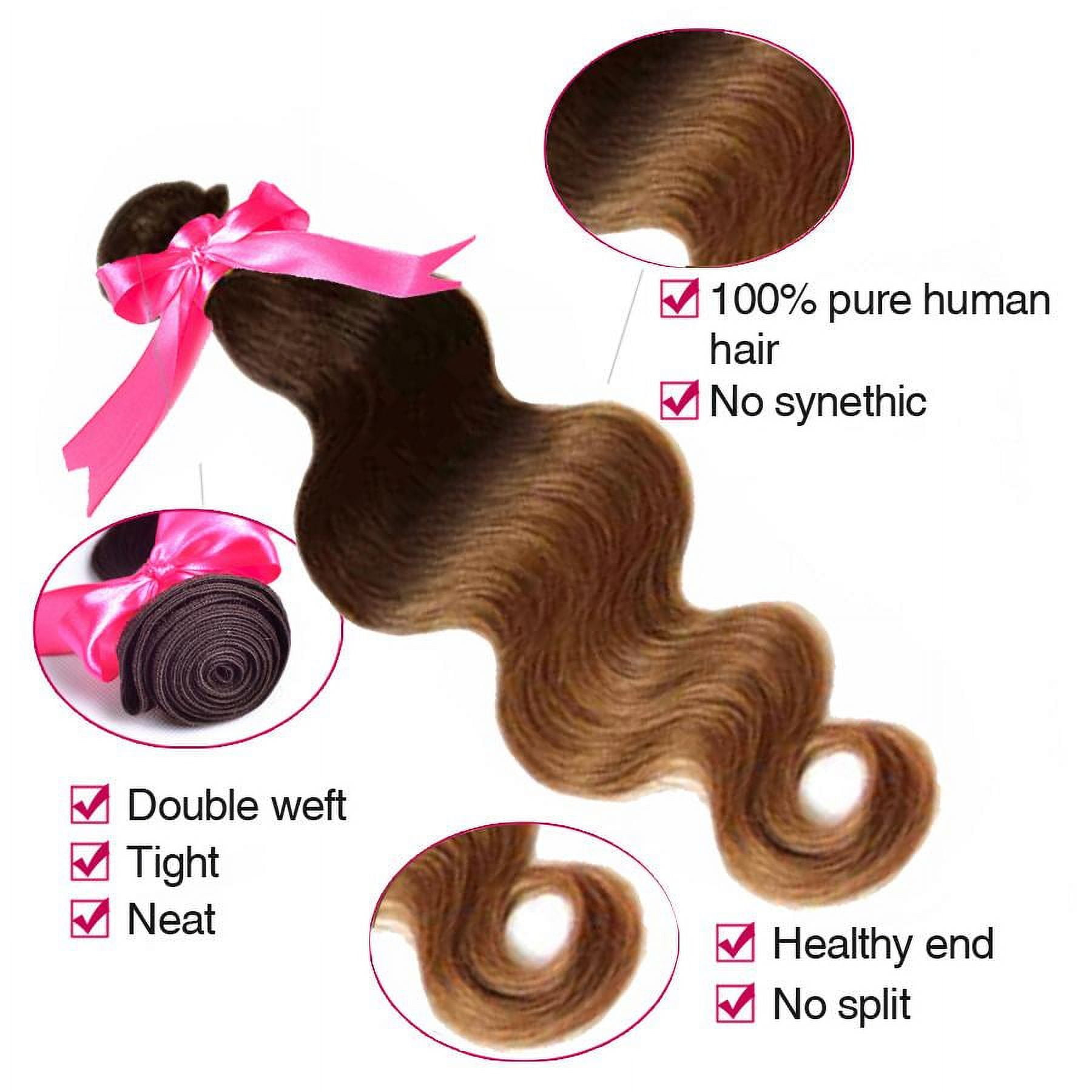 Two Tone Ombre Brazilian Body Wave Hair Brazilian Remy Virgin Human Hair Weave Bundles 100% Unprocessed Body Wave Human Hair Extensions T4/30 Medium Brown/Medium Auburn 20"
