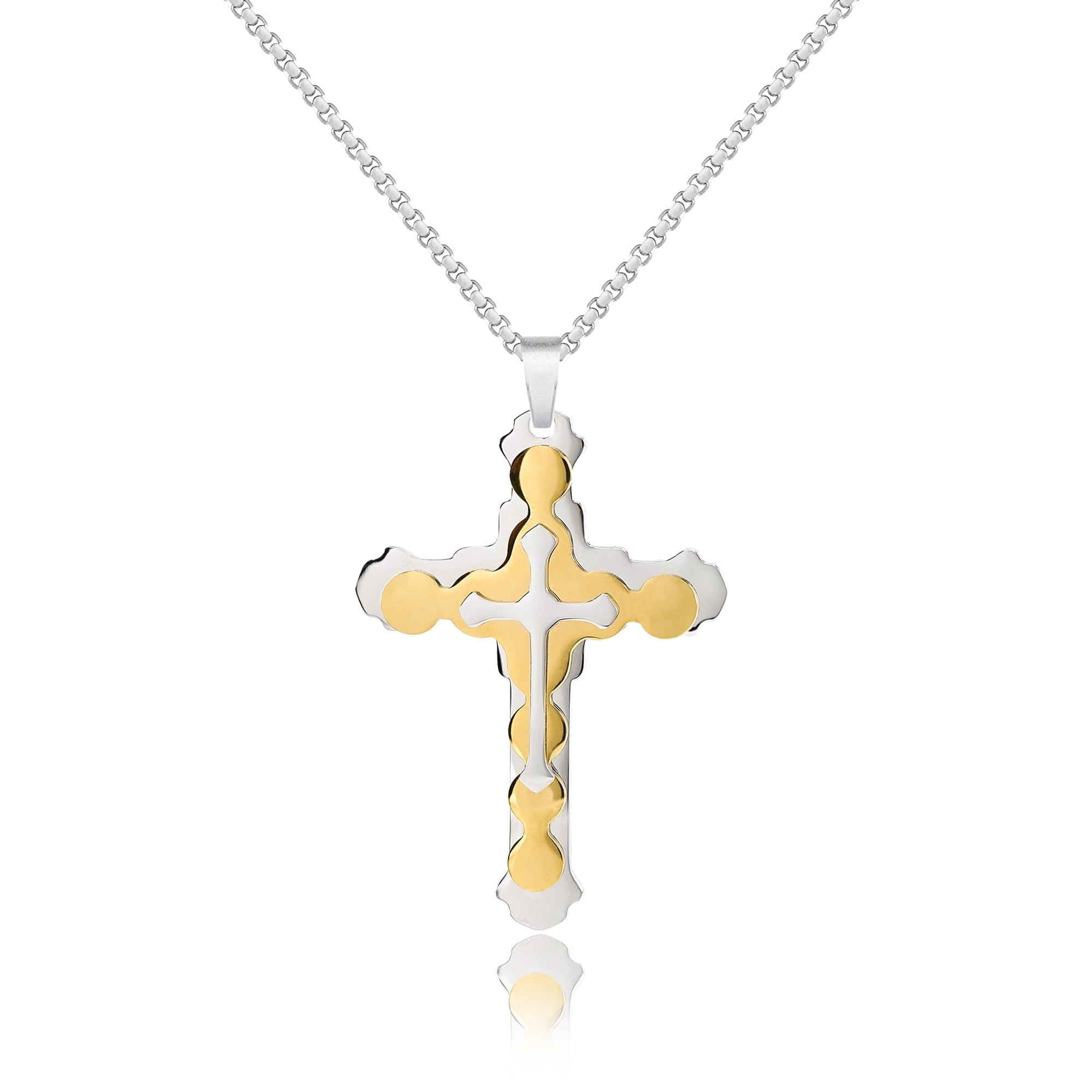 Genuine 18ct 750 Yellow & White Gold Full Solid Cross Pendant Two Tone –  Kaedesigns Jewellery