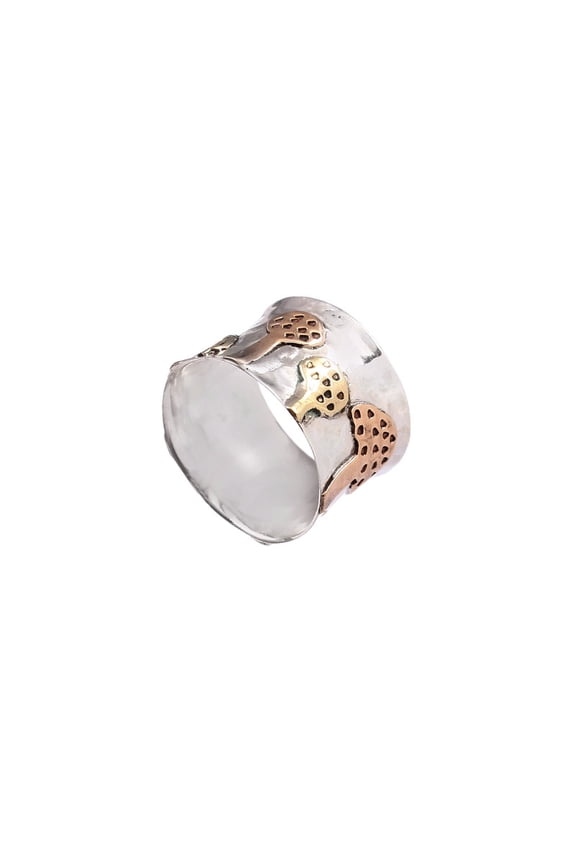 Two Tone Pattern Wide Band 925 Sterling Silver Ring Jewelry Size 8