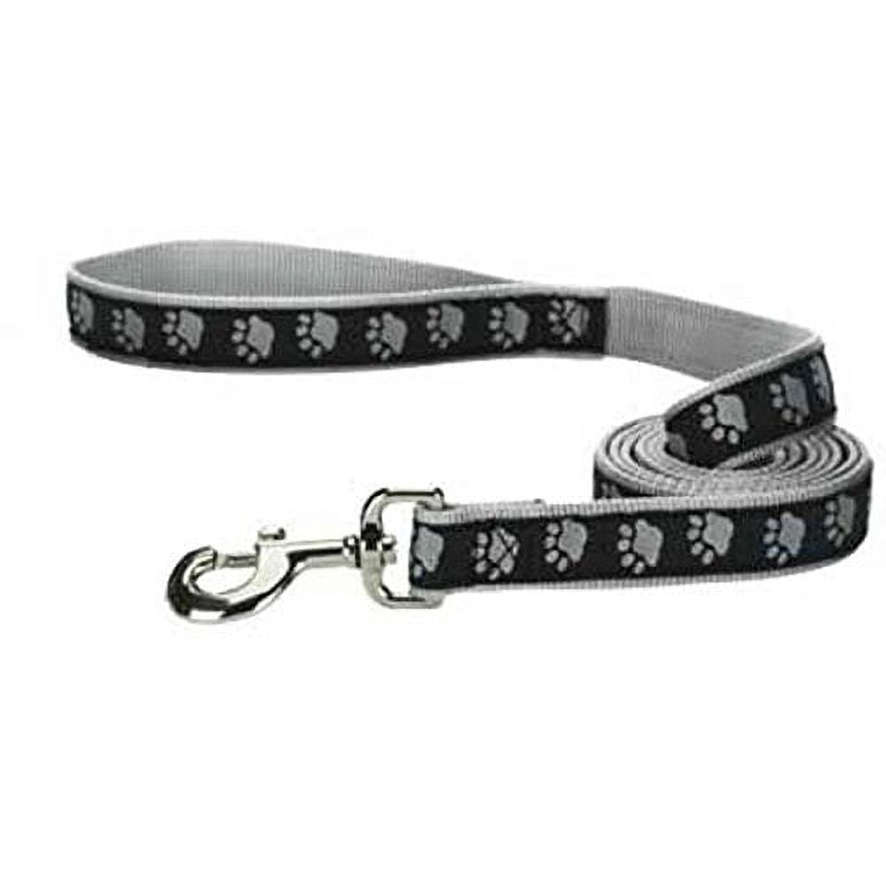 Two Tone Pawprint Dog Lead Leash Selections Stylish Paw Print Reinforced Ribbon(Large Black Lead)