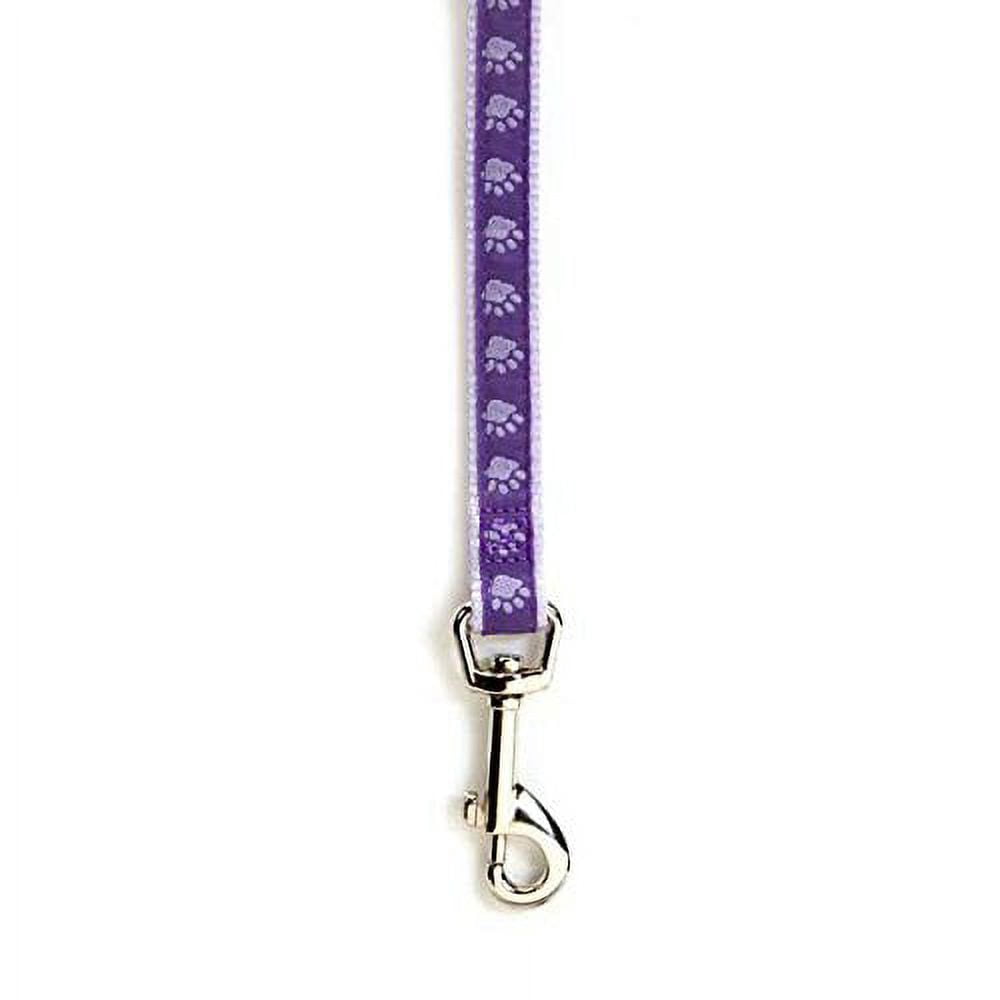 Two Tone Pawprint Dog Lead Leash Selections Stylish Paw Print Reinforced Ribbon(Large Purple Lead)