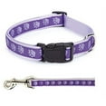 thumbnail image 1 of Two Tone Pawprint Matching Dog Collar & Leash Sets Stylish Paw Print Reinforced(Large Purple Combo - Collar & Lead), 1 of 1