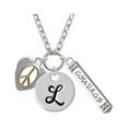 thumbnail image 1 of Two Tone Peace Sign inside Heart - L - Script Initial Disc Courage Strength Wisdom Zoe Necklace, 1 of 1