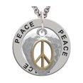 thumbnail image 1 of Two Tone Peace Sign inside Heart Peace Affirmation Ring Necklace, 1 of 1