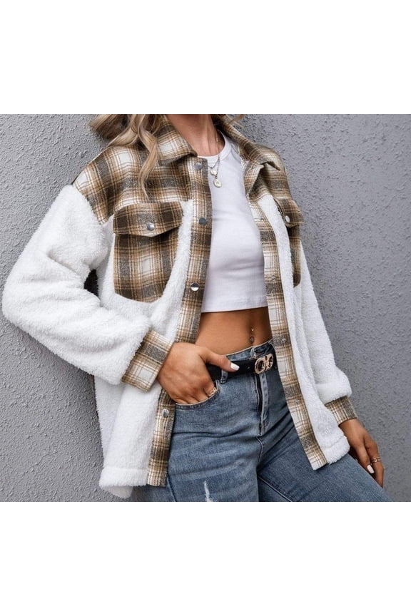 Two Tone Plaid Oversized Women's Flannel Shirt