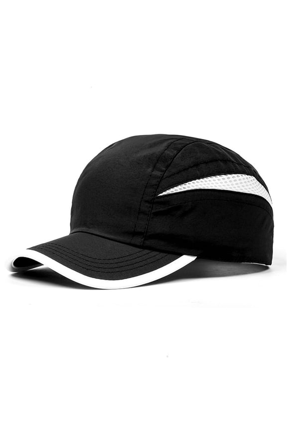 Two-Tone Quick-Dry Baseball Cap, Adjustable Outdoor Sun Hat for Sports Running, Hiking, and Cycling, Breathable Unisex Sport Hat for Men and Women Black
