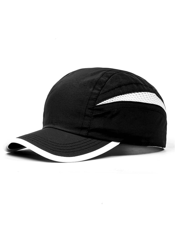 Two-Tone Quick-Dry Baseball Cap, Adjustable Outdoor Sun Hat for Sports Running, Hiking, and Cycling, Breathable Unisex Sport Hat for Men and Women Black