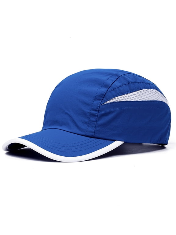 Two-Tone Quick-Dry Baseball Cap, Adjustable Outdoor Sun Hat for Sports Running, Hiking, and Cycling, Breathable Unisex Sport Hat for Men and Women Blue