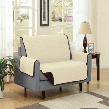 Two Tone Quilted Pet Furniture Protector Loveseat With Strap 88 x 70.5 - Beige/Brown