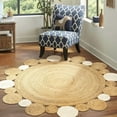 thumbnail image 1 of Handwoven Jute Rug, Braided Round Boho Farmhouse Floor Mat, Cream, 6 FT, 1 of 5