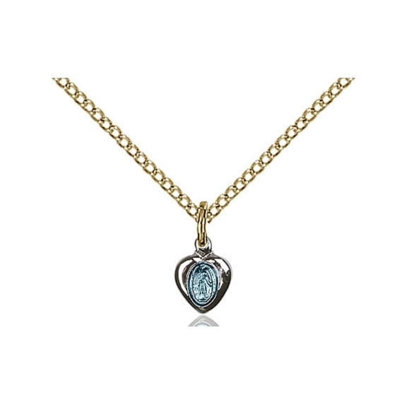 Two-Tone SS/GP Miraculous Pendant 1/4 x 1/8 inches with Gold Filled Lite Curb Chain