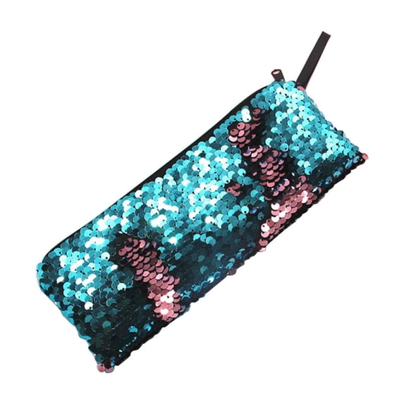 Two-Tone Sequined Pencil Case, Stylish Portable Organizer for Campus Office Daily Use, Ideal Gift for Youngster