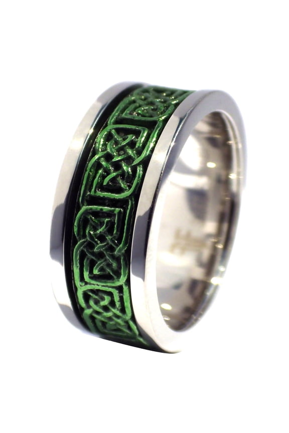 Green Celtic Spinner Ring Norse Anti Anxiety Viking Band Unisex Fantasy Forge Jewelry
