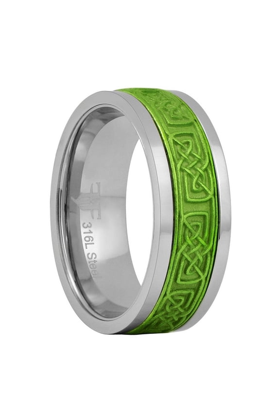 Green Celtic Spinner Ring Norse Anti Anxiety Viking Band Unisex Fantasy Forge Jewelry