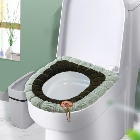 Two-Tone Soft Toilet Seat Cover, Polyester Material, Comfortable, Bathroom Accessory, Hygienic, Durable, Easy to Clean