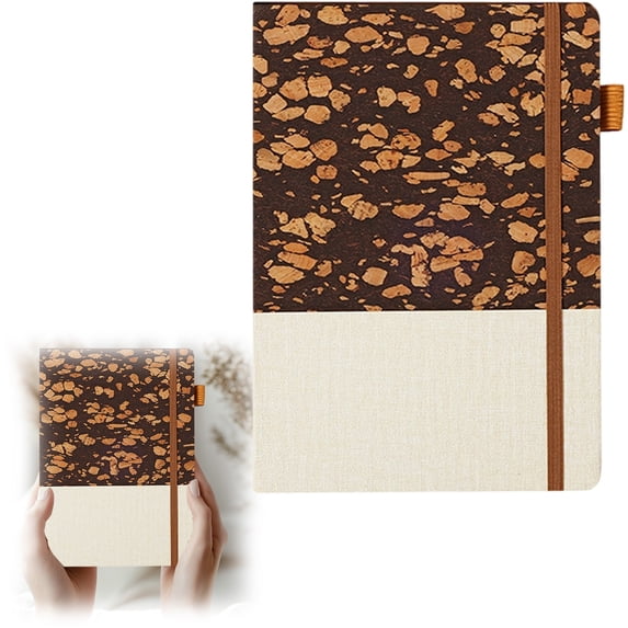 Two-Tone Split Design Notebook, 8.46 X 5.7 Inch Hardcover Leather Notebook with Elastic Band and Pen Loop, Portable Strap Notebook, Memo Notepad, Classic Writing Notebook for Daily Use, Coffee