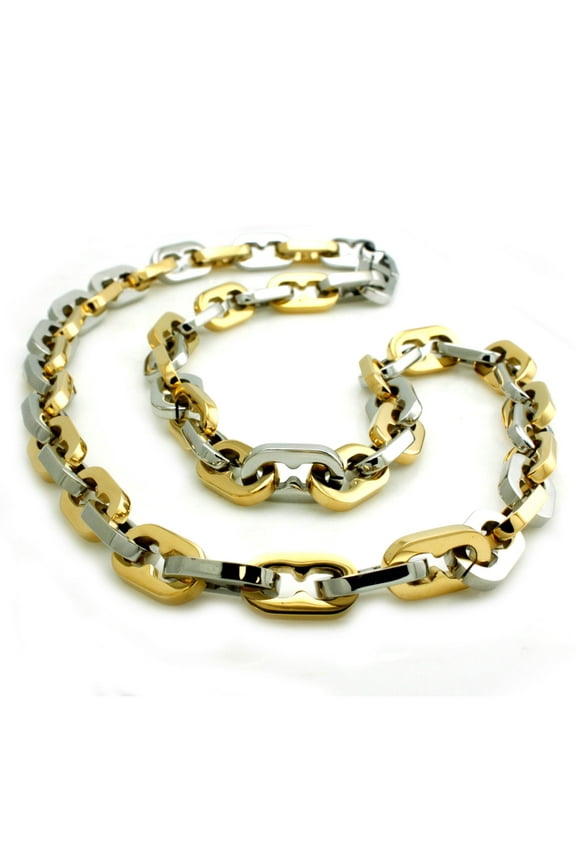 Two-Tone Tioneer Stainless Steel Gladiator Chain Link Necklace