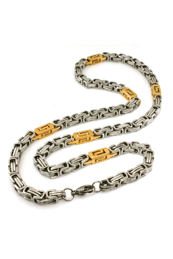 Two-Tone Tioneer Stainless Steel Imperial Box Chain Link Necklace