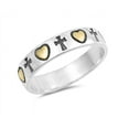 thumbnail image 1 of Two Tone Sterling Silver Alternate Cross And Heart Band Ring, 1 of 3