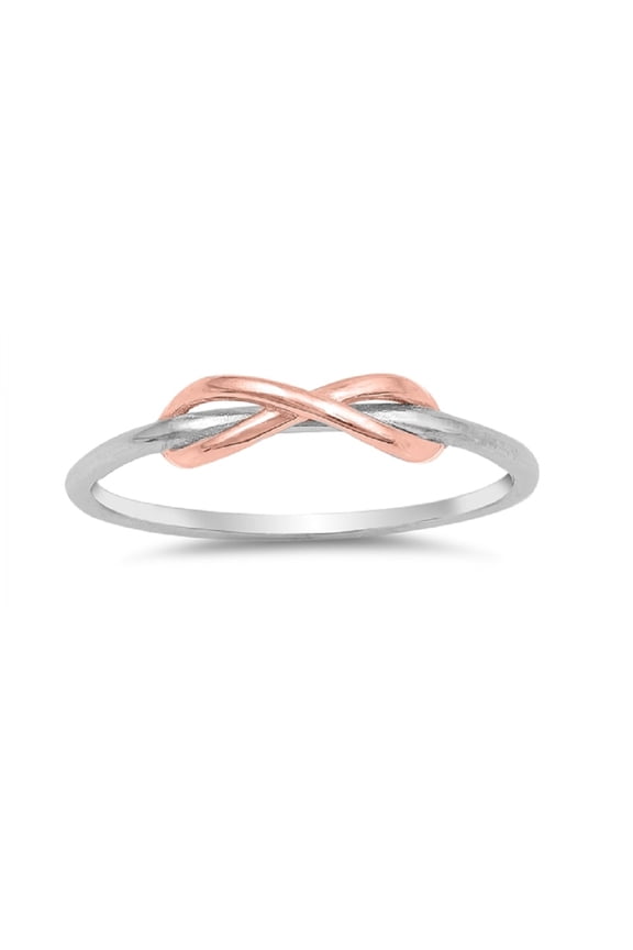 Two Tone Sterling Silver Wraparound Rose Gold-Tone Infinity Knot Ring