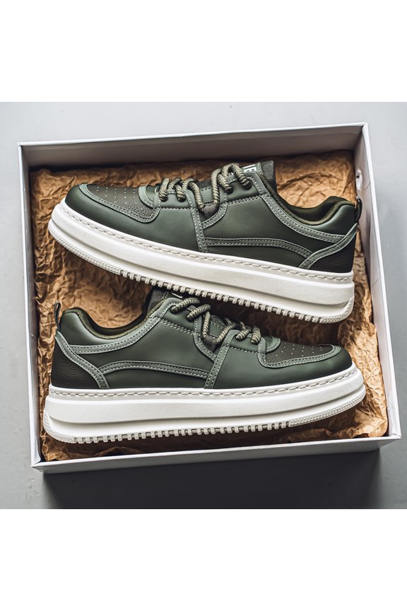 Two-Tone Thick Platform Lace-Up Skate Sneakers