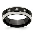 thumbnail image 1 of Two-Tone Titanium Ring Band Wedding Silver Tone Diamond Round, 1 of 7