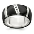 thumbnail image 1 of Two-Tone Titanium Ring Band Wedding Silver Tone Diamond Round, 1 of 7