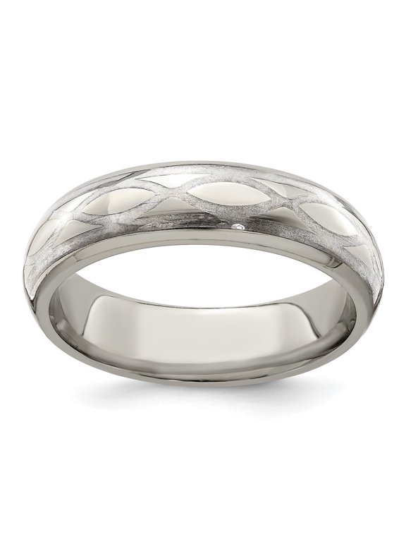 Two-Tone Titanium Ring Band Wedding Silver Tone Edward Mirell & Sterling Brushed Polished Infinity
