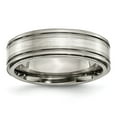 thumbnail image 1 of Two-Tone Titanium Ring Band Wedding Sterling Silver Ridged, 1 of 6