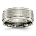 thumbnail image 1 of Two-Tone Titanium Ring Band Wedding Sterling Silver Ridged, 1 of 6