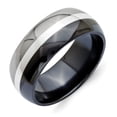 thumbnail image 1 of Two-Tone Titanium Ring Band Wedding Sterling Silver, 1 of 2