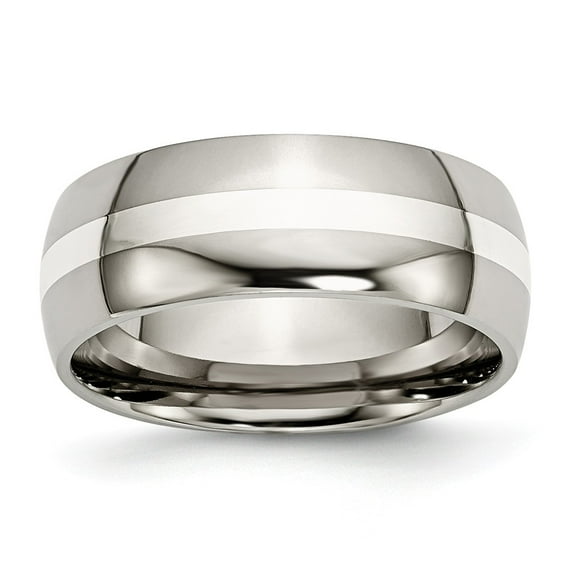 Two-Tone Titanium Ring Band Wedding Sterling Silver