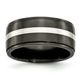 thumbnail image 1 of Two-Tone Titanium Ring Band Wedding Sterling Silver, 1 of 6