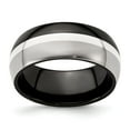 thumbnail image 1 of Two-Tone Titanium Silver Ring Band Wedding Silver Tone Standard Domed, 1 of 6