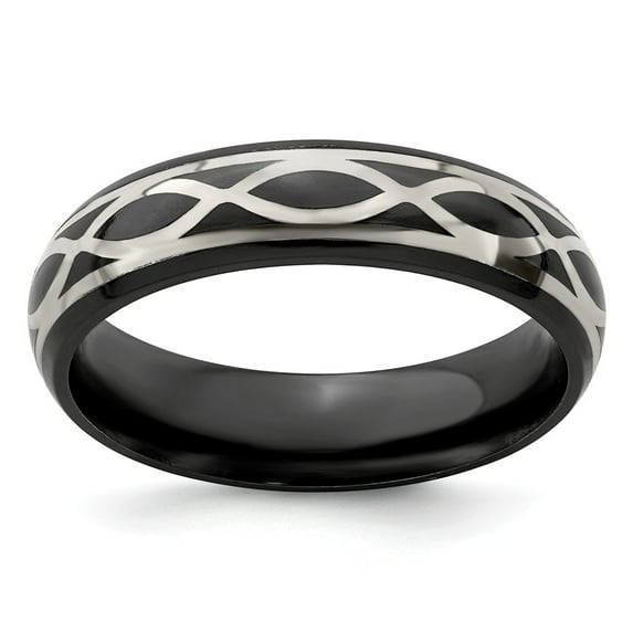 Two-Tone Titanium Silver Ring Band Wedding Silver Tone