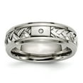 thumbnail image 1 of Two-Tone Titanium Silver Ring Band Wedding Sterling Silver Diamond Round, 1 of 7