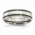 thumbnail image 1 of Two-Tone Titanium Silver Ring Band Wedding Sterling Silver, 1 of 6