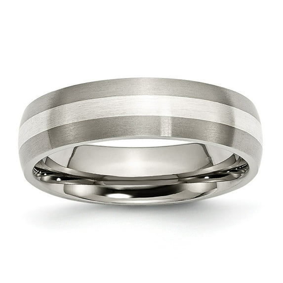 Two-Tone Titanium Silver Ring Band Wedding Sterling Silver