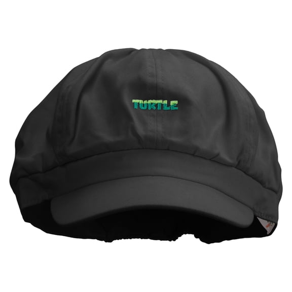 Two Tone Turtle Text Embroidered Cotton Elastic Big Size Newsboy Cap - Black XL-2XL
