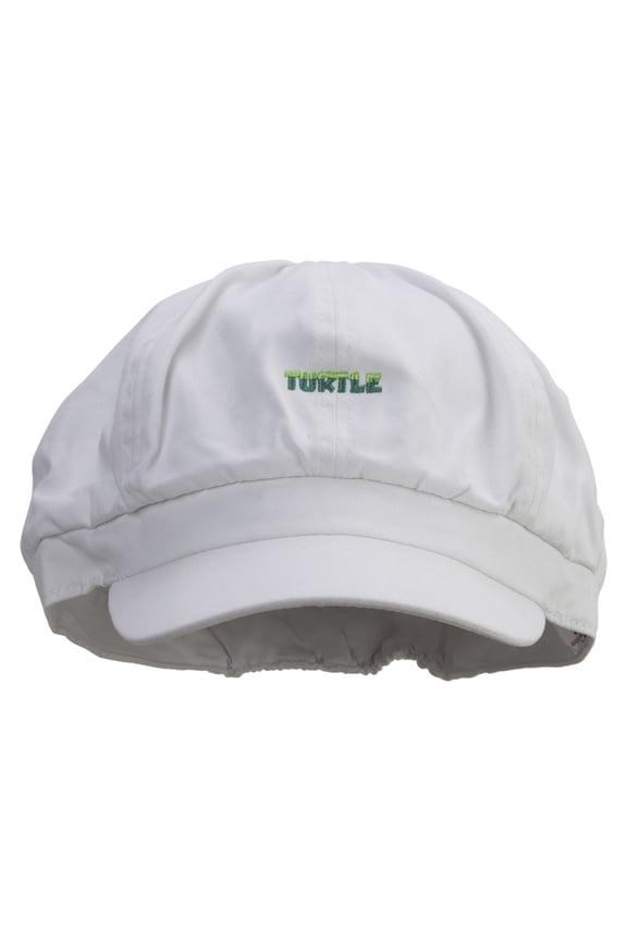 Two Tone Turtle Text Embroidered Cotton Elastic Big Size Newsboy Cap - White 2XL-3XL