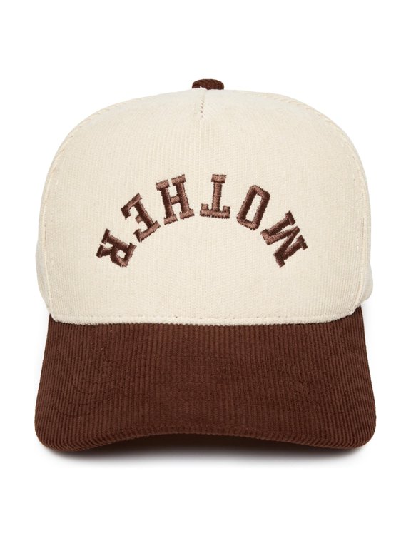 Two Tone Vintage Corduroy Snapback Hat - Mother (Upside Down) - Brown